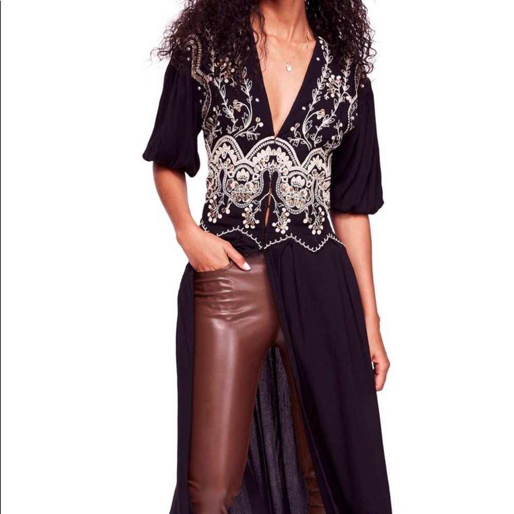 NWT Free People Highline Skyline Maxi Top Black L
